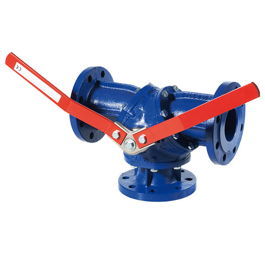 Ductile Iron 3 Way Diverter Ball Valve - Flanged PN16