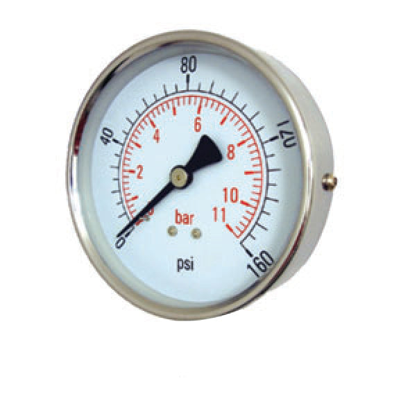 Pressure Gauge - All Stainless Steel - Dry - ¼" Centre Back Entry - 63mm Dial