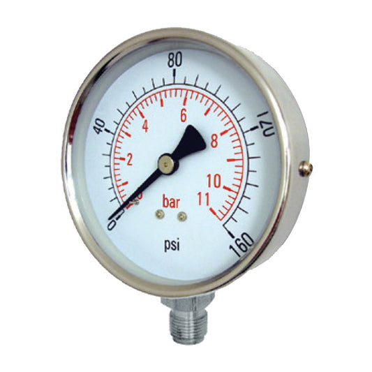Pressure Gauge - All Stainless Steel - Dry - ¼" Bottom Entry - 63mm Dial