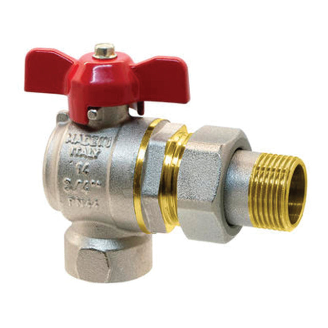 Brass Angle Pattern Ball Valve - Male Union End