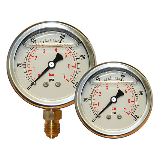 Pressure Gauge - ¼" Bottom Entry - 63mm Dial - Glycerine Filled